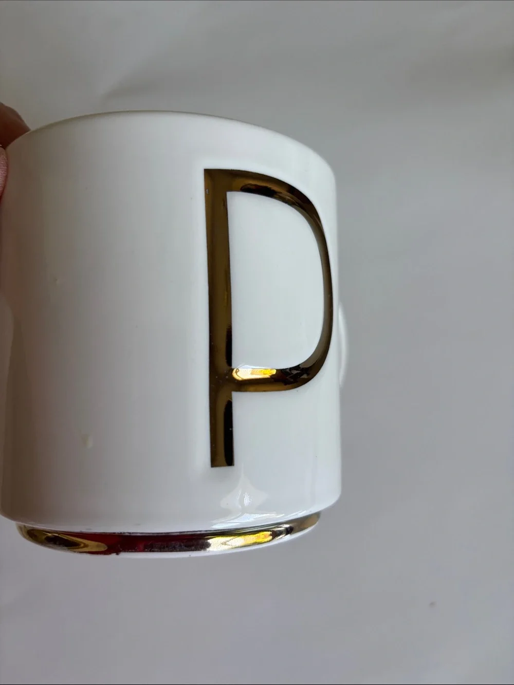 Williams Sonoma Gold Monogram Initial P Mug White Gold